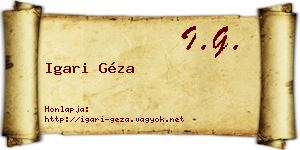 Igari Géza névjegykártya